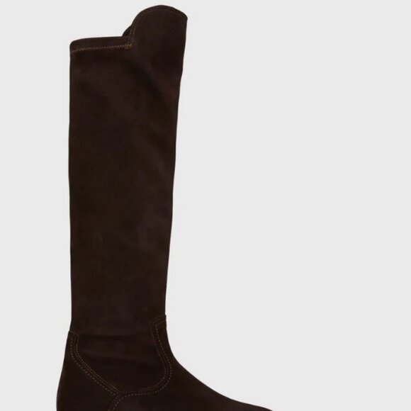 New Ann Mashburn Pull-On stretchy Chocolate Suede Boots - Picture 11 of 15